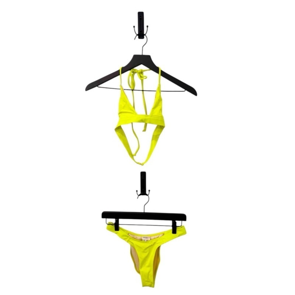 HOUSE OF CB Aeneid Neon Yellow Triangle Bikini Set